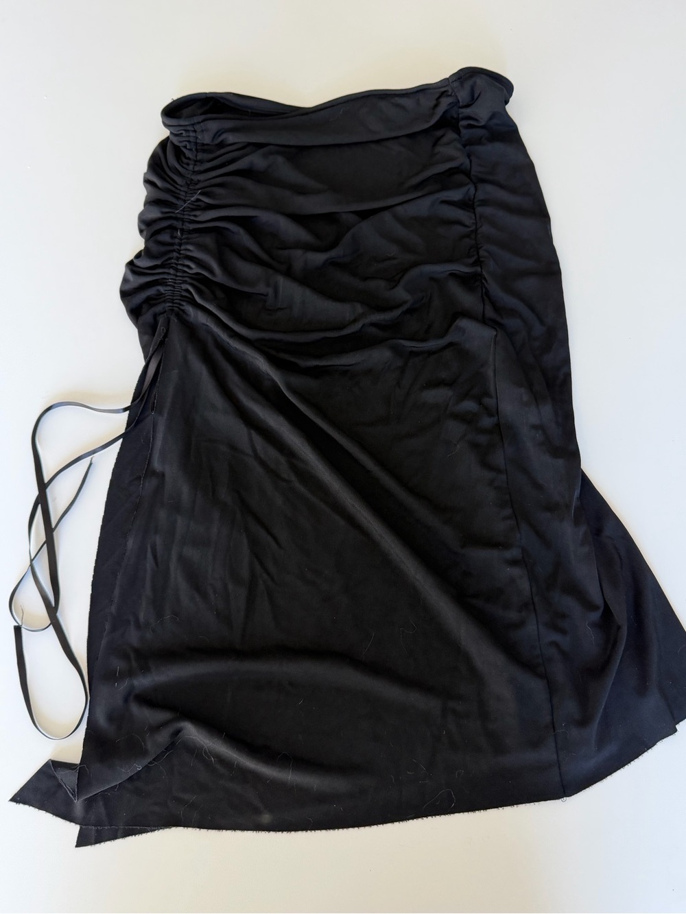 Black Ruched Side-Tie Women's Skirt